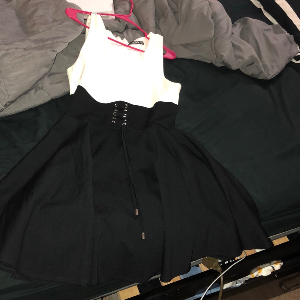 black and white dress